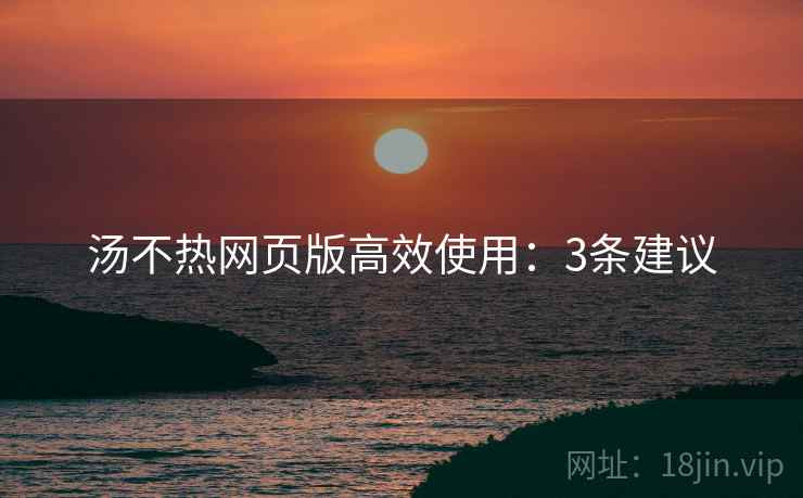 汤不热网页版高效使用：3条建议